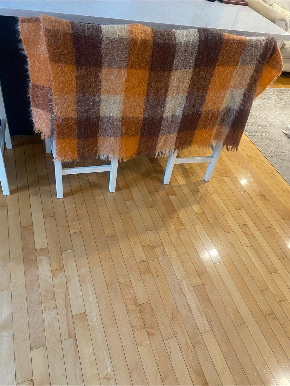 HUDSON’S BAY CO. Mohair Plaid Throw Blanket Fall Orange/Brown/Cream L: 69”x46” - Picture 13 of 16